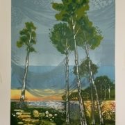 Tall Trees £300 unframed reduction Lino print limited edition of 9